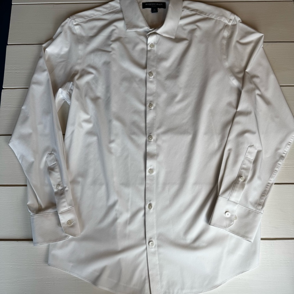 MIZZEN+MAIN Leeward Men's White Performance Dress Shirt